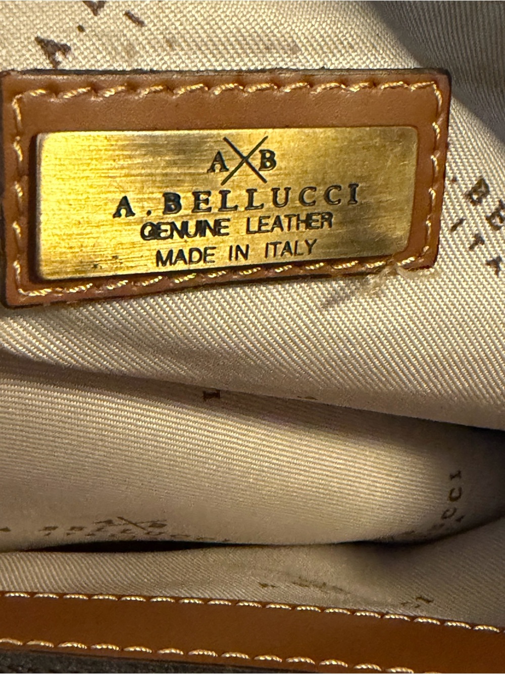 A. Belluci Italian smooth calf Leather Tote with Front Pocket and Ring Accent - Picture 12 of 15
